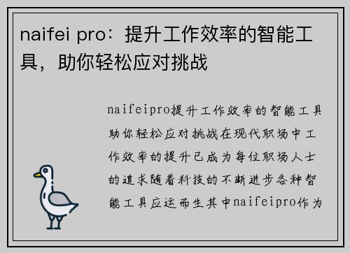 naifei pro：提升工作效率的智能工具，助你轻松应对挑战